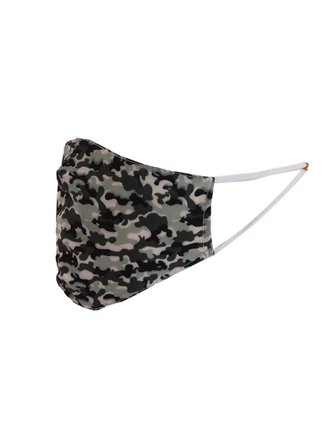 Italian Made Camouflage Print Reusable Cotton Face Masks-Khaki side