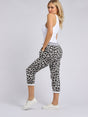 Italian Made Leopard Print Plus Size Cotton Pants-White