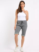 Relaxed Fit Knee Length Plain Magic Shorts