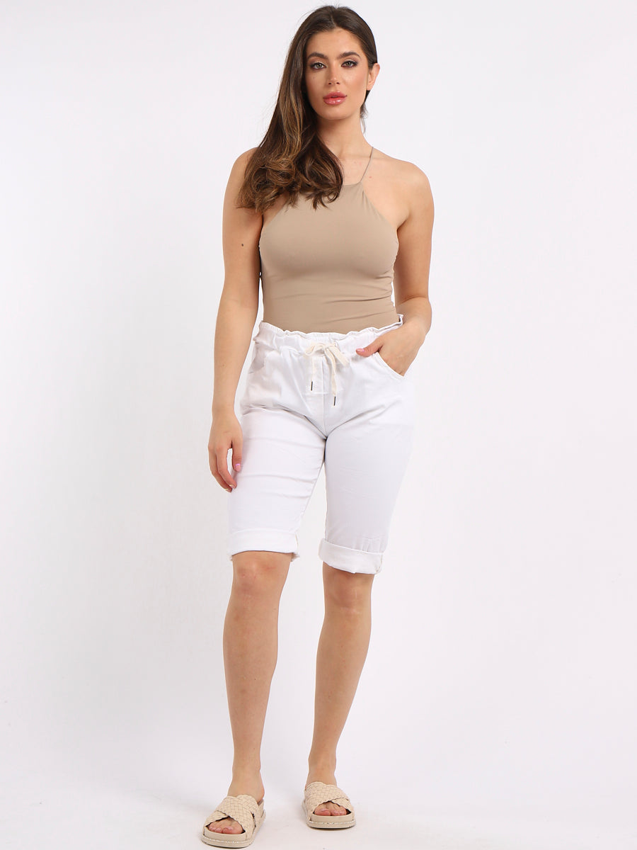 Relaxed Fit Knee Length Plain Magic Shorts