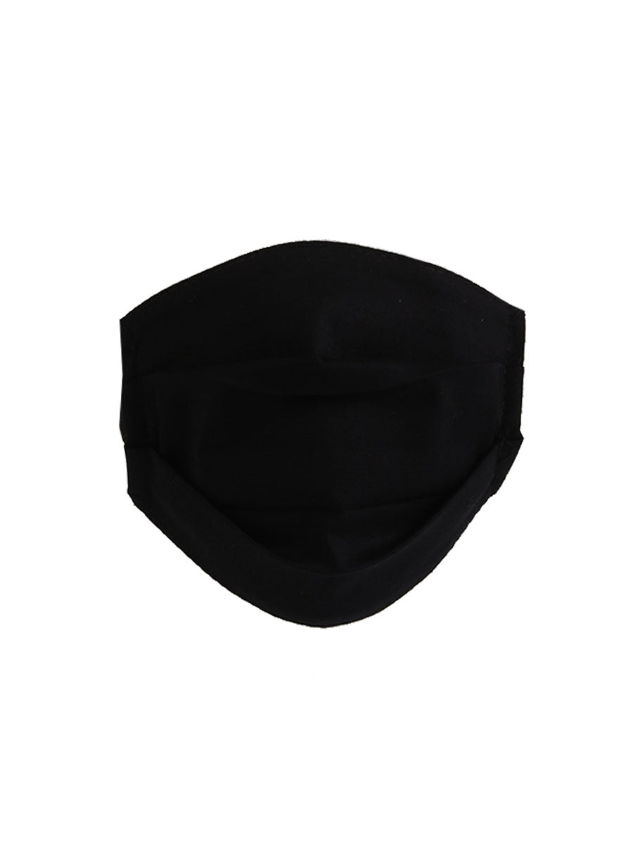 Italian Made Plain Pleated Cotton Washable Face Masks-Black