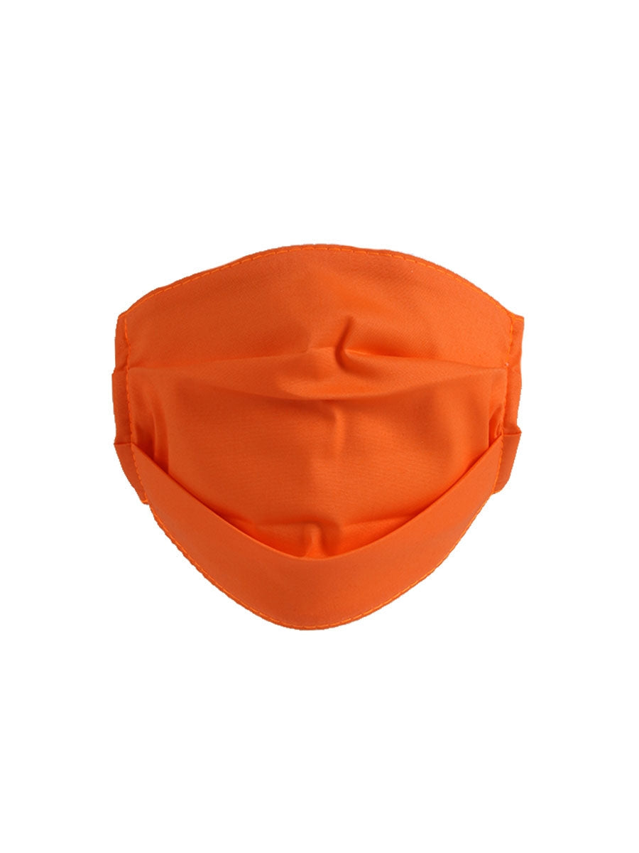 Italian Made Plain Pleated Cotton Washable Face Masks-Orange 