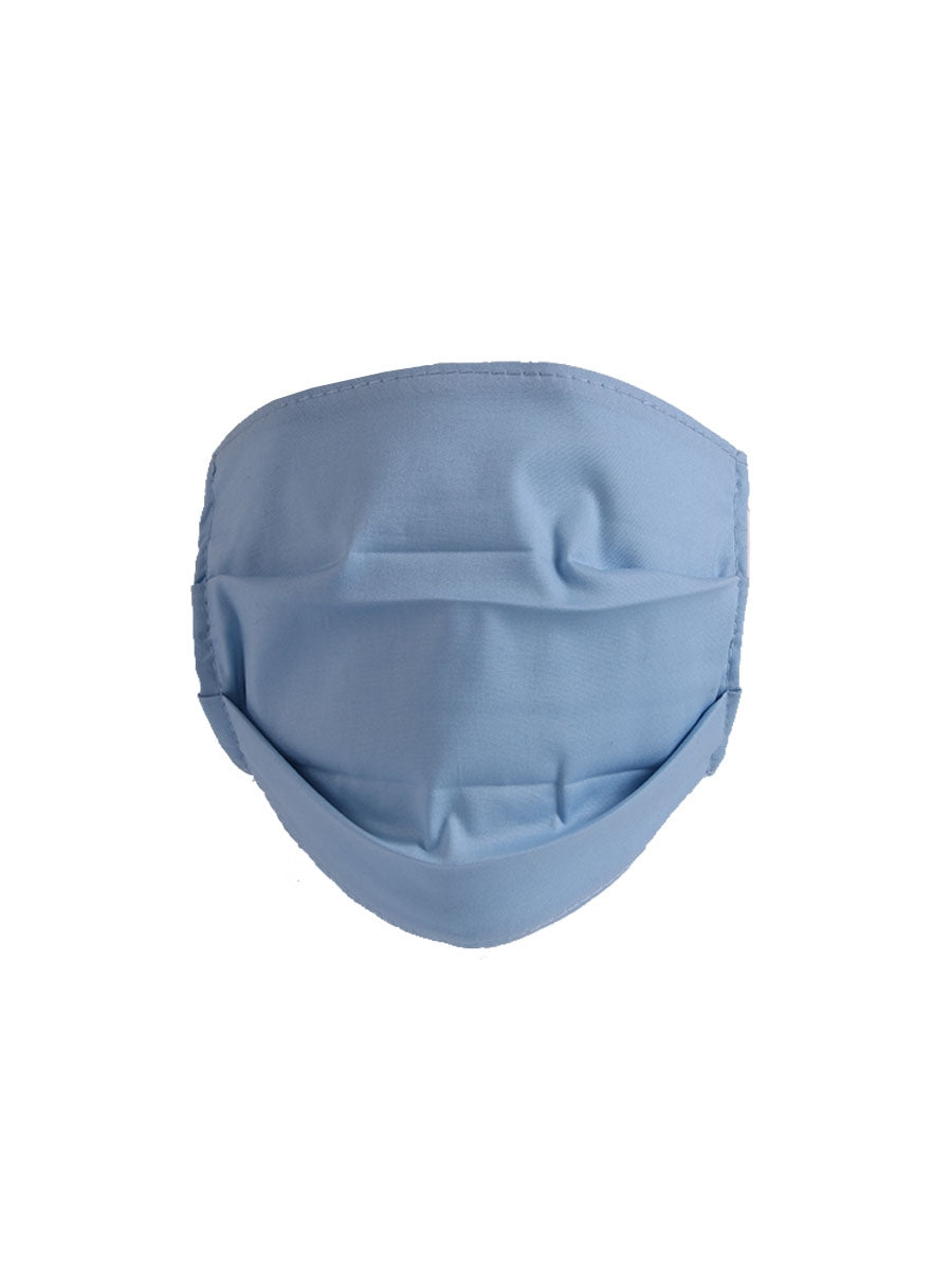 Italian Made Plain Pleated Cotton Washable Face Masks-sky blue 