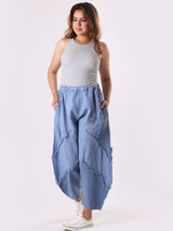 Ladies Plain Linen Mesh Net  Slouchy Trouser