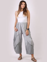 Ladies Plain Linen Mesh Net  Slouchy Trouser