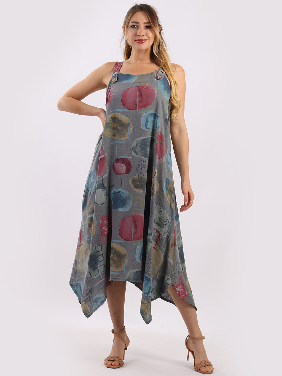 Ladies Multi Printed Sleeveless Linen Tunic Tank Dress