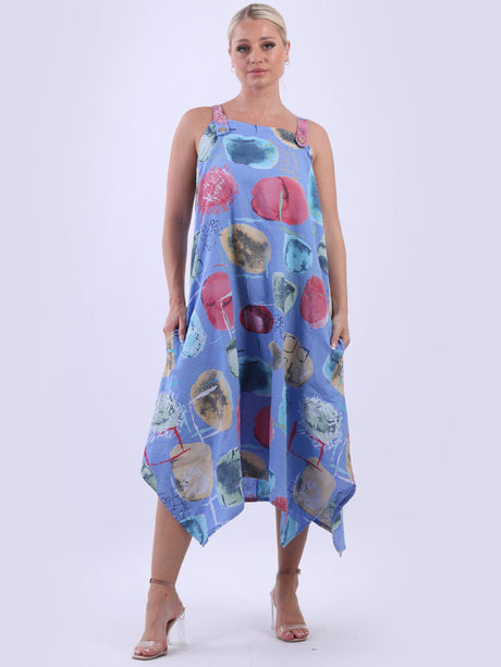 Ladies Multi Printed Sleeveless Linen Tunic Tank Dress