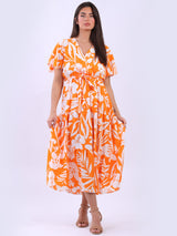 Women Tiered Wrap Floral Summer Maxi Dress