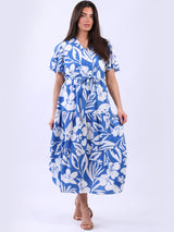 Women Tiered Wrap Floral Summer Maxi Dress