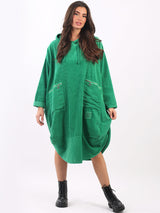 Ladies Cotton Corduroy Oversized Quirky Hooded Dress