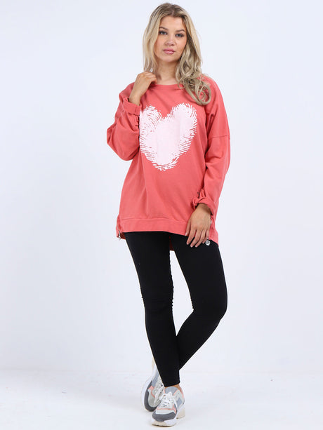 Painted Heart Prin Baggy Tunic Cotton Top