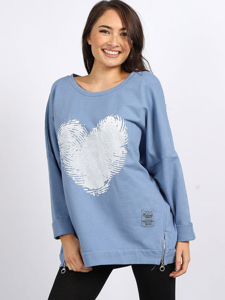 Painted Heart Prin Baggy Tunic Cotton Top