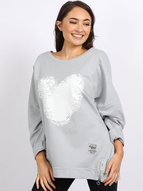 Painted Heart Prin Baggy Tunic Cotton Top