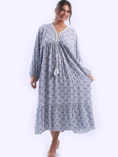 Paisley Print Oversized Maxi Dress