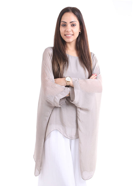 Plain Batwing Classy Silk Tunic Top