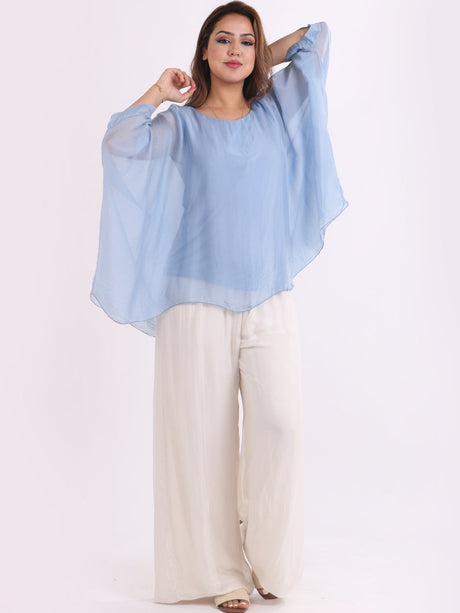 Plain Batwing Classy Silk Tunic Top