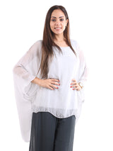 Plain Batwing Classy Silk Tunic Top