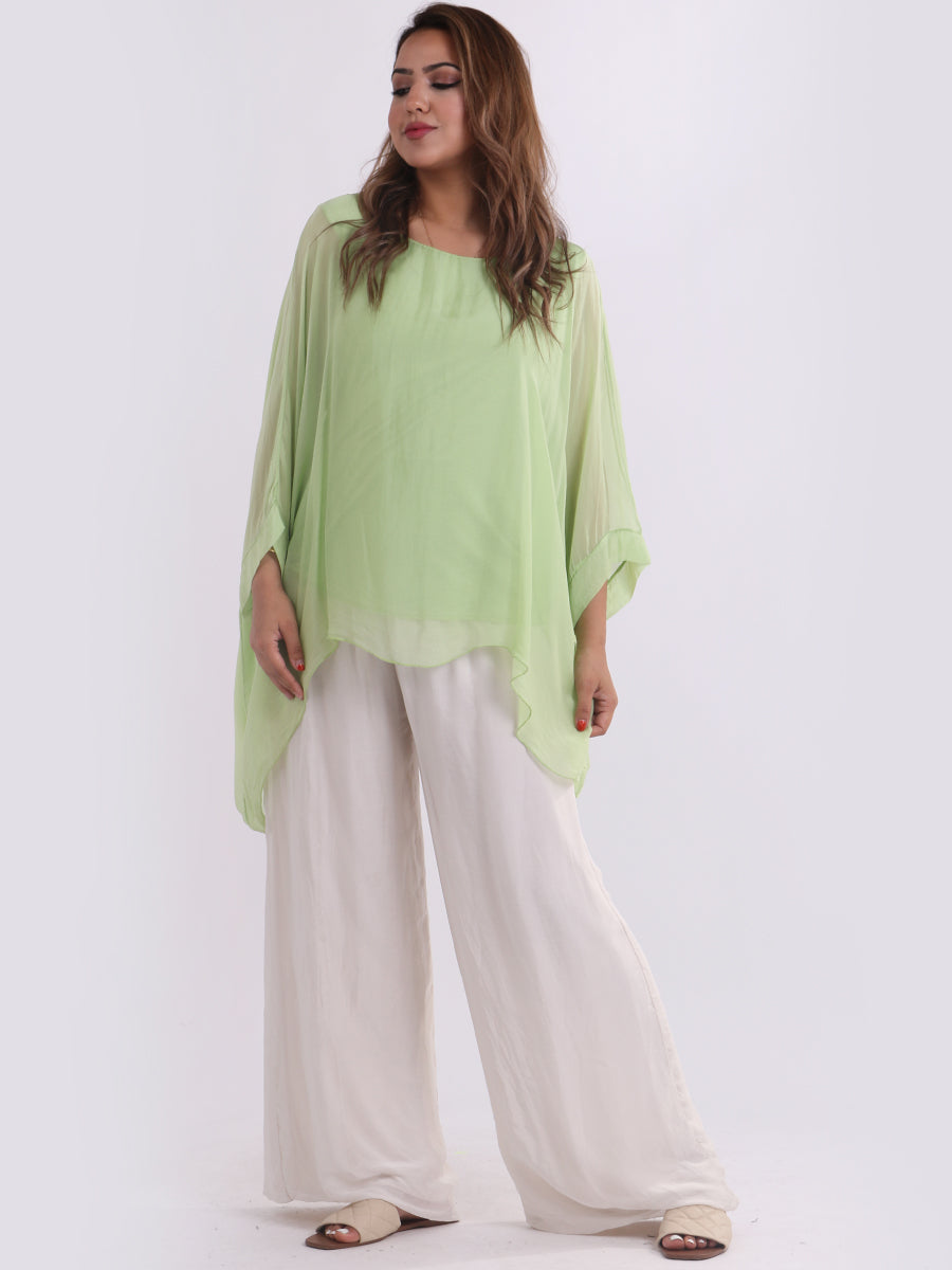 Plain Batwing Classy Silk Tunic Top