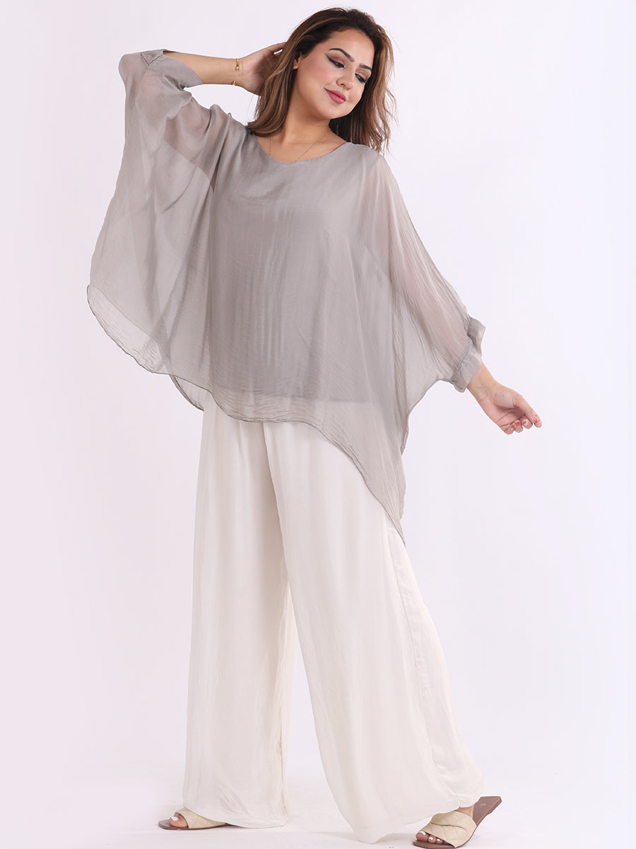 Plain Batwing Classy Silk Tunic Top