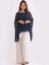 Plain Batwing Classy Silk Tunic Top