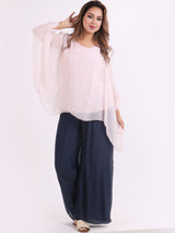 Plain Batwing Classy Silk Tunic Top