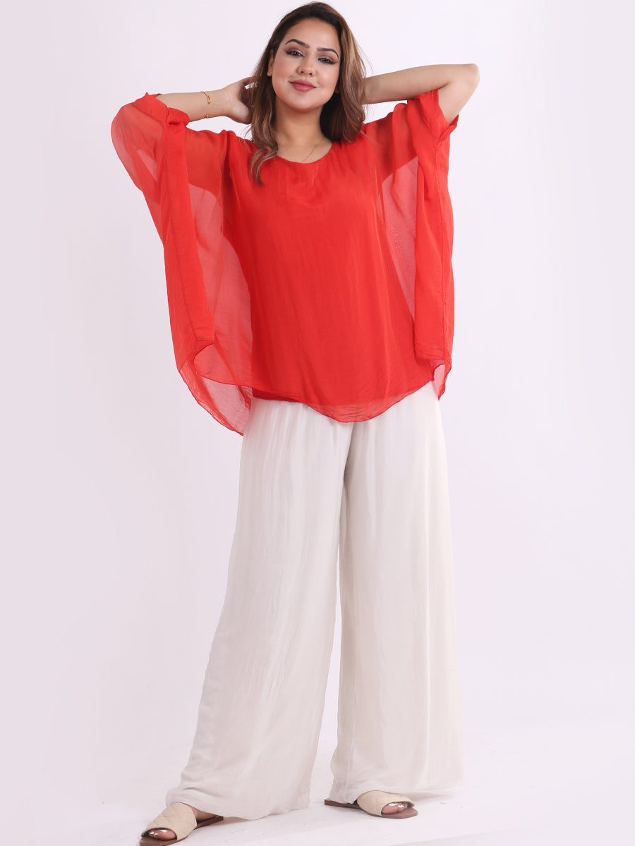 Plain Batwing Classy Silk Tunic Top