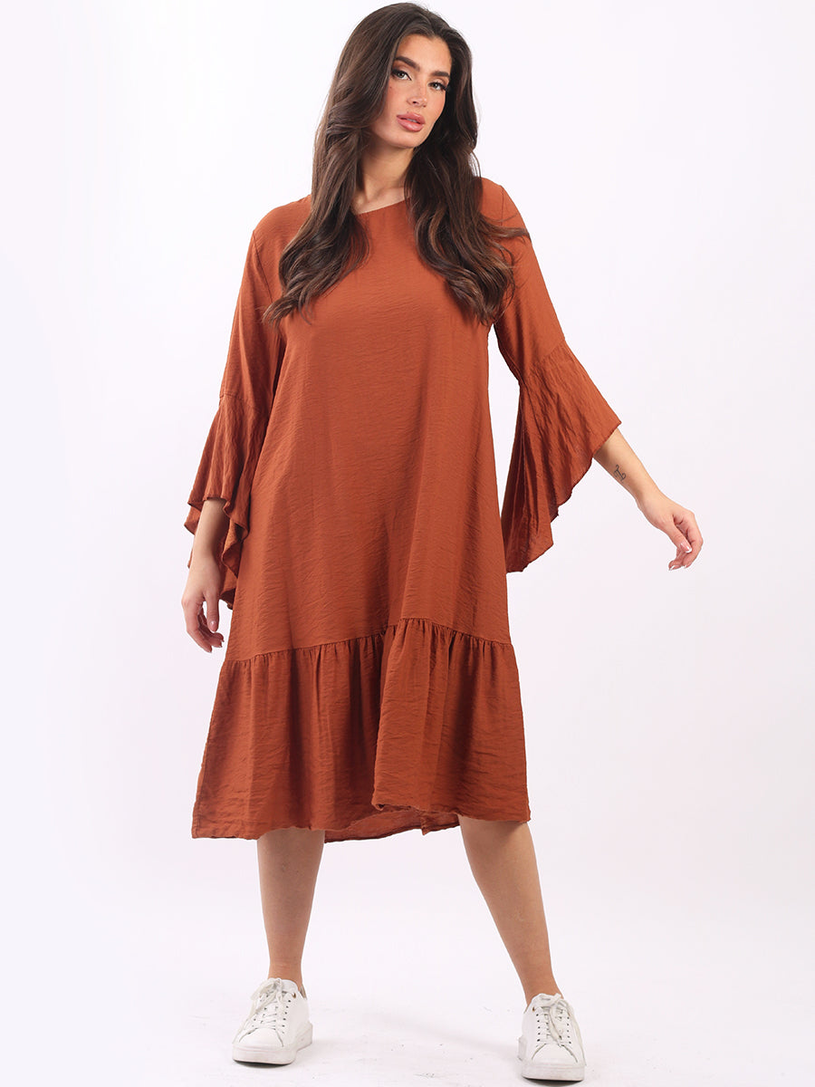 Midi dress bell sleeves outlet