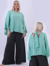 Plain Bell Arms Backside Knot Ladies Cotton Tunic Top