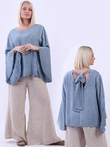 Plain Bell Arms Backside Knot Ladies Cotton Tunic Top