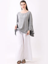 Plain Bell Sleeves Cotton Lagenlook Top