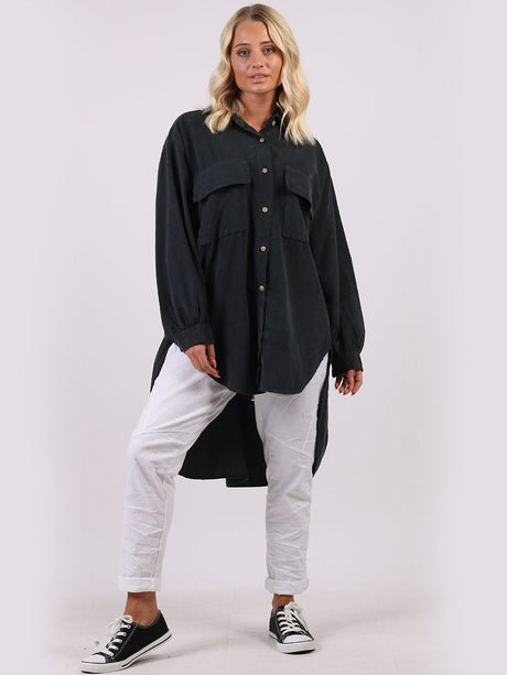 Corduroy Cotton Baggy Shirt Dress