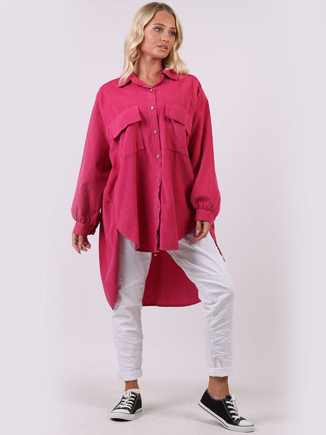 Corduroy Cotton Baggy Shirt Dress