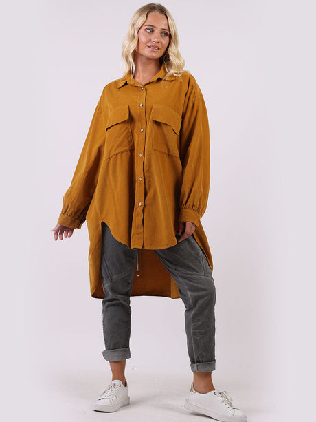 Corduroy Cotton Baggy Shirt Dress