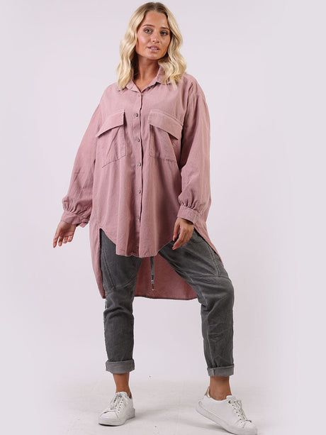 Corduroy Cotton Baggy Shirt Dress