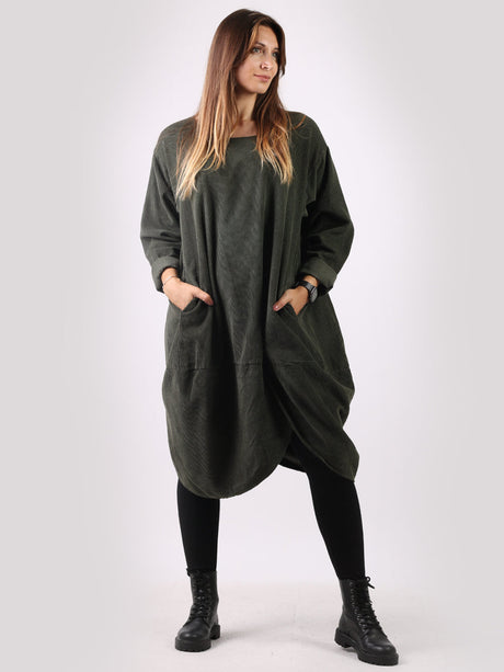 Cotton Corduroy Cocoon Dress