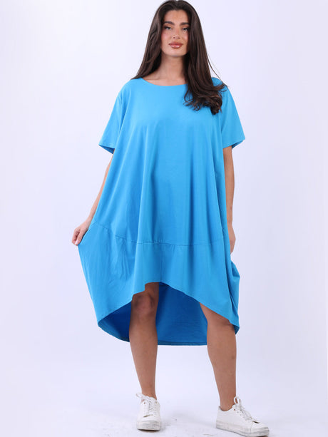 Plus Size Solid Cotton Lagenlook Midi Dress