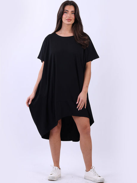 Plus Size Solid Cotton Lagenlook Midi Dress