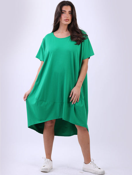 Plus Size Solid Cotton Lagenlook Midi Dress