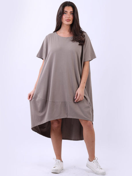 Plus Size Solid Cotton Lagenlook Midi Dress