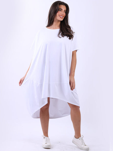 Plus Size Solid Cotton Lagenlook Midi Dress