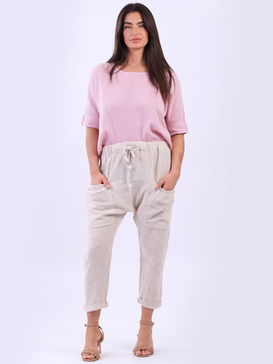 Plain Cotton Pant Beige