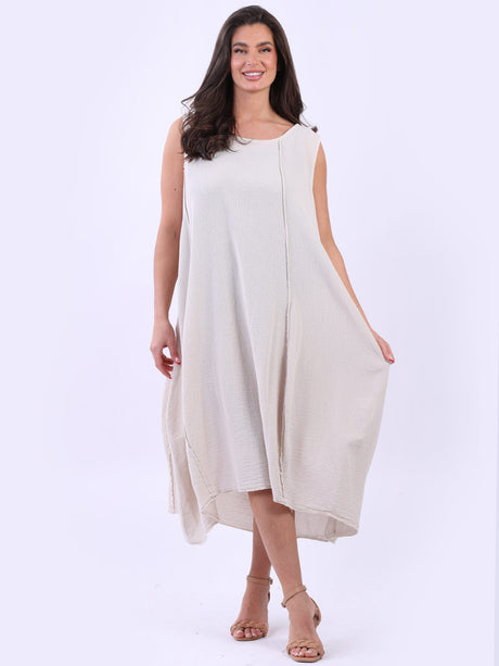 Plain Cotton Lagenlook Sleeveless Slouchy Dress