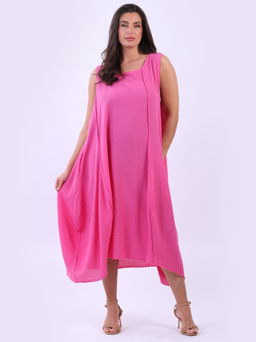 Italian Plain Cotton Sleeveless Dress