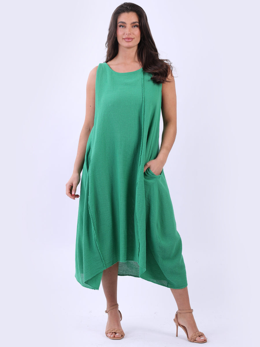 Italian Plain Cotton Sleeveless Dress