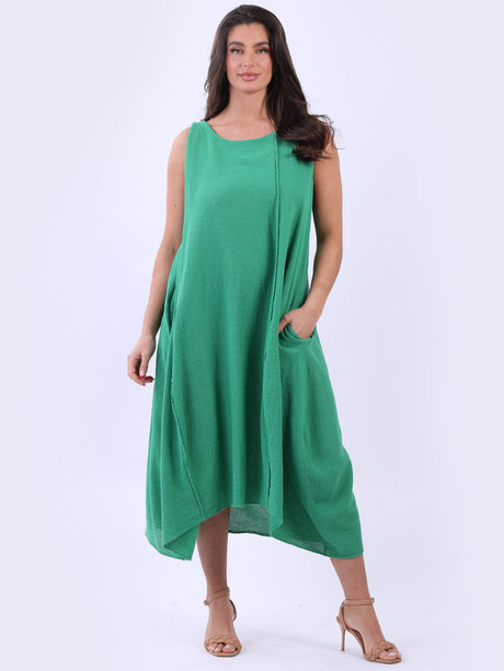 Italian Plain Cotton Sleeveless Dress