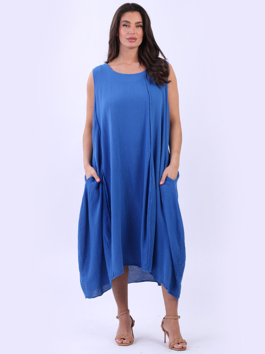 Plain Cotton Lagenlook Sleeveless Slouchy Dress