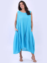 Plain Cotton Lagenlook Sleeveless Slouchy Dress