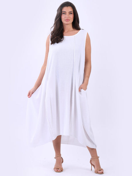 Plain Cotton Lagenlook Sleeveless Slouchy Dress