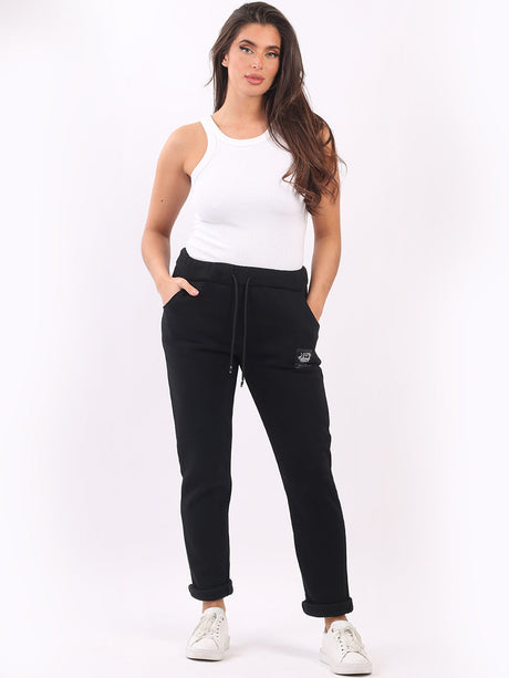 Ladies Plain Cotton Relaxed Fit Comfy Fleece Trouser