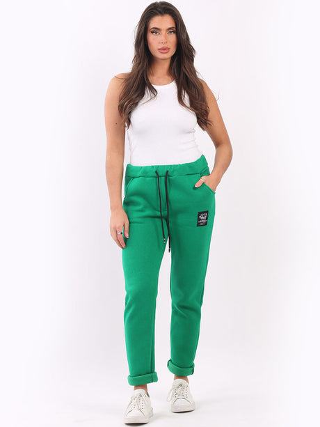 Ladies Plain Cotton Relaxed Fit Comfy Fleece Trouser